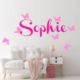 Personalised Name Wall Decal, Butterfly Stickers For Girl's Room Decor - thumbnail 2