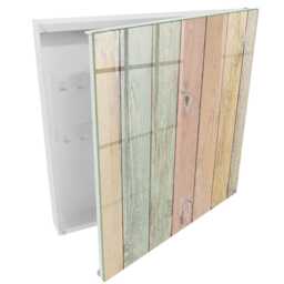 Pastel Boards Wall Mounted Key Cabinet, Beige Box For Home, Rustic Textures, Lovers Of Natural Motifs - thumbnail 2