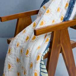 Personalized Baby Blanket, 100% Cotton Crib Quilt, Custom Shower Gift, Reversible Hand-Block Printed - thumbnail 2