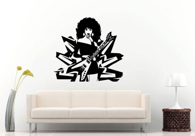 Rock Music Rocker Roll Girl Woman Hot Beautiful Fashion Beauty Salon Wall Sticker Decal Vinyl Mural Decor Art L2378 - image 1