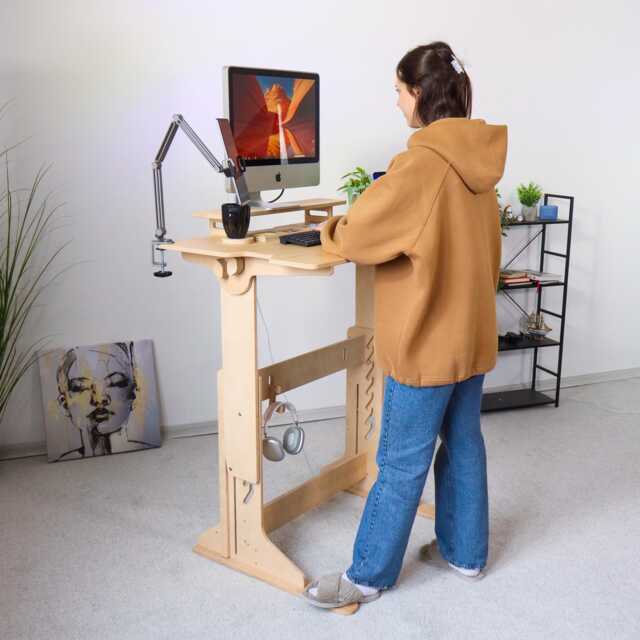 Adjustable Standing Desk Plywood Laptop Computer Stand, Home Office Furniture - image 1