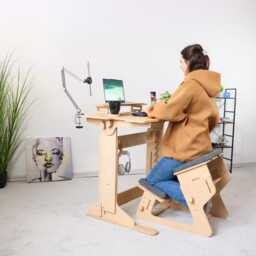 Adjustable Standing Desk Plywood Laptop Computer Stand, Home Office Furniture - thumbnail 2