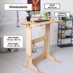 Adjustable Standing Desk Plywood Laptop Computer Stand, Home Office Furniture - thumbnail 3