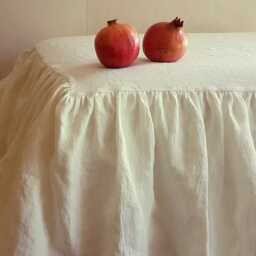 Farmhouse Ruffled Linen Bed Skirt, Soft Neutral Dust Ruffle For Cottage Style Bedrooms - thumbnail 4