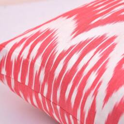 Handmade Organic Cotton Ikat Pillow Cover, Red Decor Accent - thumbnail 3