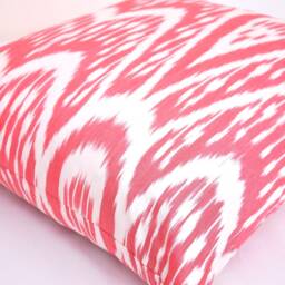 Handmade Organic Cotton Ikat Pillow Cover, Red Decor Accent - thumbnail 2