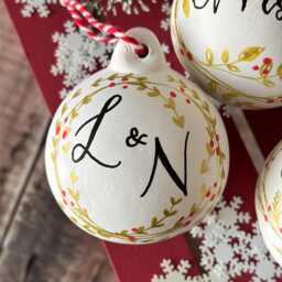 Personalised Ceramic Christmas Bauble, Hand Painted Name Ornament, Tree Decoration - thumbnail 1