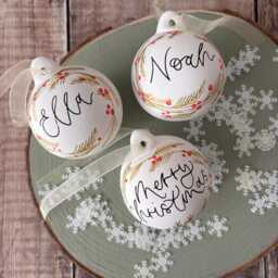 Personalised Ceramic Christmas Bauble, Hand Painted Name Ornament, Tree Decoration - thumbnail 4