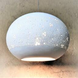 Handmade Perforated Ceramic Pendant Light - Kitchen Island Lighting - thumbnail 2