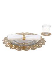 Gold Eyelet Dining Set Placemat, Coaster & Napkin Ring By Ariana Ost