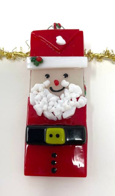 Handmade Fused Glass Santa Christmas Tree Decoration - image 1