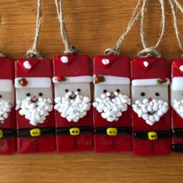 Handmade Fused Glass Santa Christmas Tree Decoration - thumbnail 4