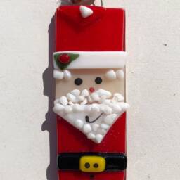 Handmade Fused Glass Santa Christmas Tree Decoration - thumbnail 2