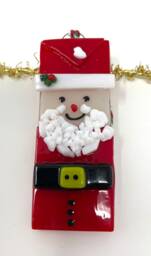 Handmade Fused Glass Santa Christmas Tree Decoration