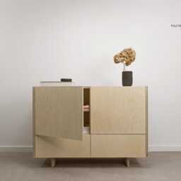 Ototo.13 Chest Of Drawers With Two Cabinets & Made Plywood, Modern Sideboard, Scandinavian Minimalist Furniture - thumbnail 2