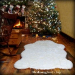 Faux Sheepskin Rug - Chubby Bear Shape, Plush Throw Usa Made - thumbnail 2