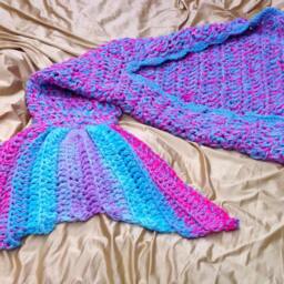 Crochet Mermaid Tail Blanket, Chunky Snuggle Sack - thumbnail 4