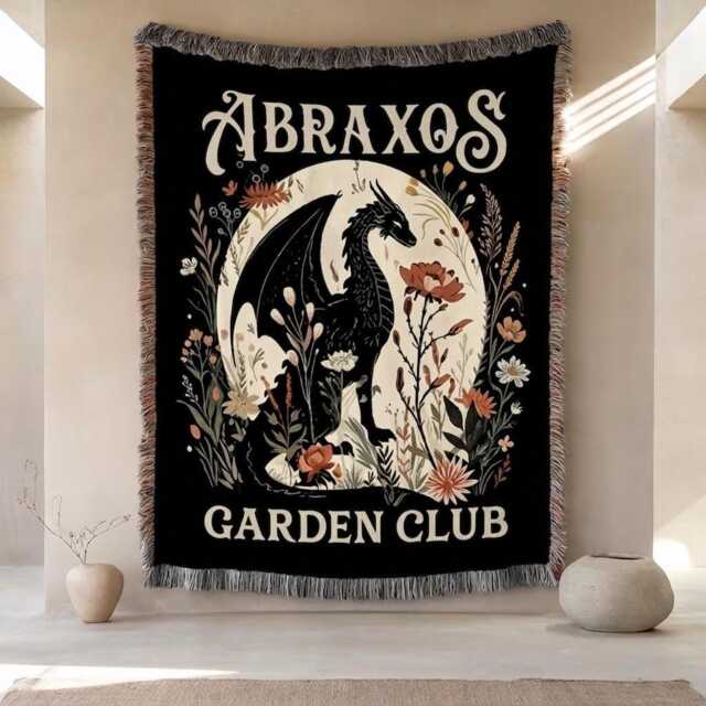 Custom Abraxos Flower Garden Club Blanket, Throne Of Glass Throw, Fantasy Book Lover Throw Bookish Dragon Blanket - image 1