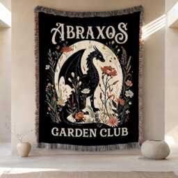 Custom Abraxos Flower Garden Club Blanket, Throne Of Glass Throw, Fantasy Book Lover Throw Bookish Dragon Blanket - thumbnail 1