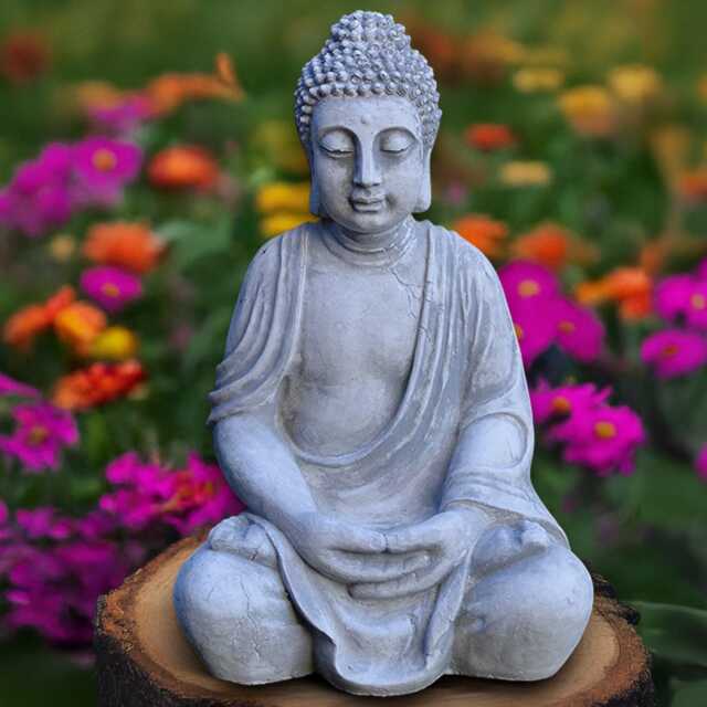 Massive Buddha Statue Concrete Sculpture Outdoor Relaxing Figurine Japanese Ornament Front Door Decor Handmade - image 1