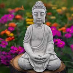 Massive Buddha Statue Concrete Sculpture Outdoor Relaxing Figurine Japanese Ornament Front Door Decor Handmade - thumbnail 3