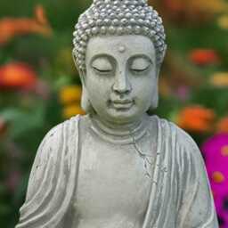 Massive Buddha Statue Concrete Sculpture Outdoor Relaxing Figurine Japanese Ornament Front Door Decor Handmade - thumbnail 2