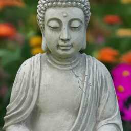 Massive Buddha Statue Concrete Sculpture Outdoor Relaxing Figurine Japanese Ornament Front Door Decor Handmade - thumbnail 4