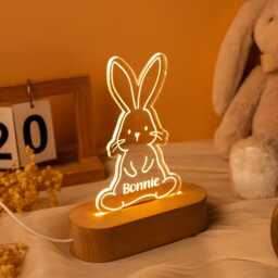 Personalized Name Night Light, Custom Rabbit Bedside Lamp, Easter Gifts, Birthday Gift For Kids, Nursery Decor, Newborn Gifts - thumbnail 4