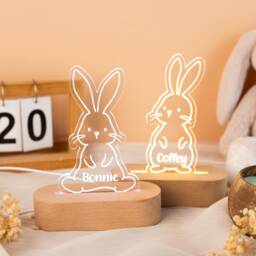 Personalized Name Night Light, Custom Rabbit Bedside Lamp, Easter Gifts, Birthday Gift For Kids, Nursery Decor, Newborn Gifts - thumbnail 1