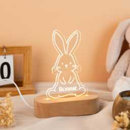 Personalized Name Night Light, Custom Rabbit Bedside Lamp, Easter Gifts, Birthday Gift For Kids, Nursery Decor, Newborn Gifts - thumbnail 2