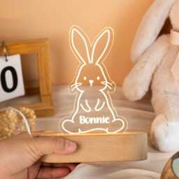 Personalized Name Night Light, Custom Rabbit Bedside Lamp, Easter Gifts, Birthday Gift For Kids, Nursery Decor, Newborn Gifts - thumbnail 3