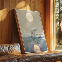Icebound Echo - Polar Bear Arctic Landscape Print, Tranquil Wildlife Nature Wall Art For Bedroom Office Or Minimal Nordic Decor - thumbnail 3