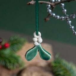 Ceramic Christmas Hanging Mistletoe Decoration - thumbnail 2