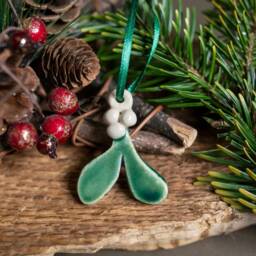 Ceramic Christmas Hanging Mistletoe Decoration - thumbnail 1
