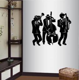 In-Style Decals Wall Vinyl Decal Art Sticker Jazz Band Musicians Music Musical Instruments Living Room Removable Mural Design 104 - thumbnail 1