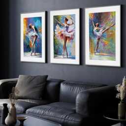 Colourful Ballerinas Framed Art Print Trio - thumbnail 2