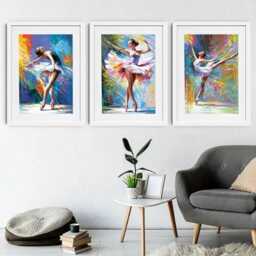 Colourful Ballerinas Framed Art Print Trio - thumbnail 3