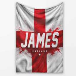 Personalised Name England Blanket Football Fan Gift Supporter Three Lions Sport Boys Cosy Bedroom Custom Decor Match Day UK