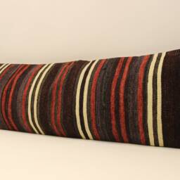 Handmade King Size Kilim Pillow Cover, 12x47 Inch - 30x120 cm Unique Lumbar Flaming Kilim Cover Bedding Pillow Oblong 4Oyf-115 - thumbnail 3