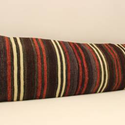 Handmade King Size Kilim Pillow Cover, 12x47 Inch - 30x120 cm Unique Lumbar Flaming Kilim Cover Bedding Pillow Oblong 4Oyf-115 - thumbnail 2