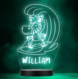 Zebra Surfing Waves Sea Beach Personalised Gift Colour Change Lamp Night Light