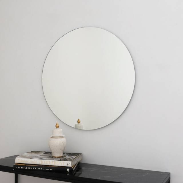 Contemporary Round Frameless Mirror, Minimalist Mirror - image 1