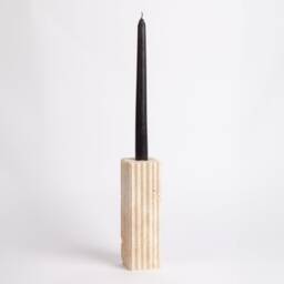 Natural Travertine Candlestick Holder Vertical Lined Stone, 7