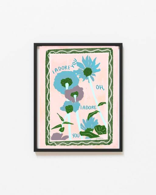 I Adore U Blue Lyrics Print - Illustrated Music Wall Art