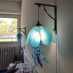 Jellyfish-Shaped Wall Lamp Handmade & Painted in Resin