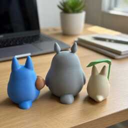 Totoro Figure Set - Studio Ghibli Inspired Grey Blue White Decor, Anime Gift, Desk Shelf Ornament - Buy 1 Or Of 3 - thumbnail 2