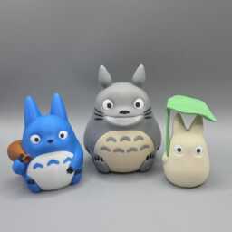 Totoro Figure Set - Studio Ghibli Inspired Grey Blue White Decor, Anime Gift, Desk Shelf Ornament - Buy 1 Or Of 3 - thumbnail 3