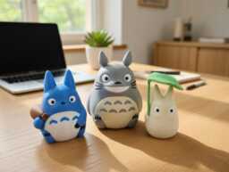 Totoro Figure Set - Studio Ghibli Inspired Grey Blue White Decor, Anime Gift, Desk Shelf Ornament - Buy 1 Or Of 3