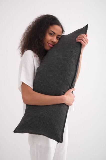 Natural Linen Pregnancy Pillow Cover, Custom Lumbar Pillowcase, Long Solid Color Cushion Sham, Cozy Oversized Xl Pillowcover - image 1