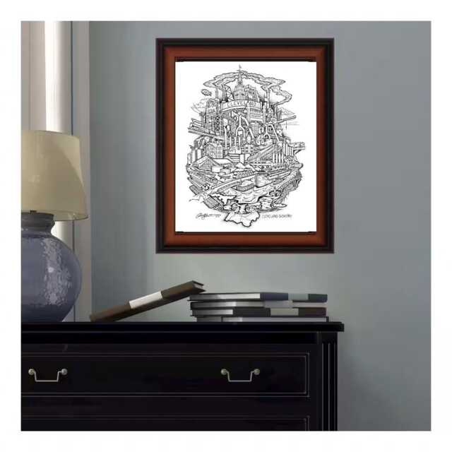 Cleveland Industrial History Art Print, Hand-Drawn Cityscape - image 1